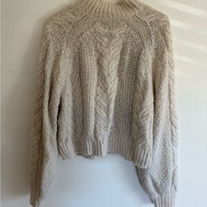 Aritzia Cozy Cream Cable Knit Sweater